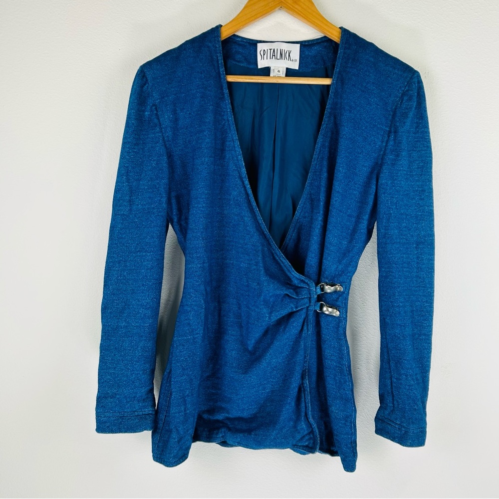 Vtg Spitalnick Women’s Blue Cotton Light Jacket Size 4